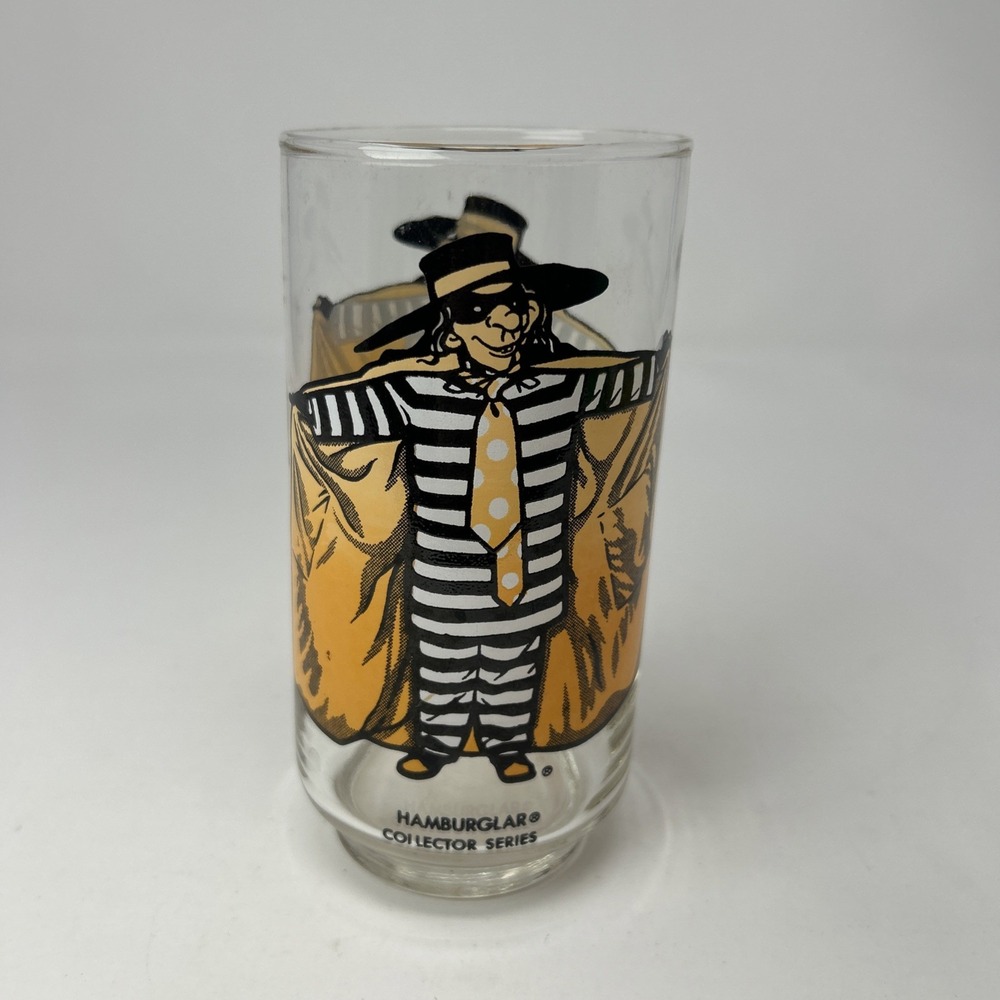 Vintage McDonald's Glass Hamburglar Collector Series 1977 Drinking Glass